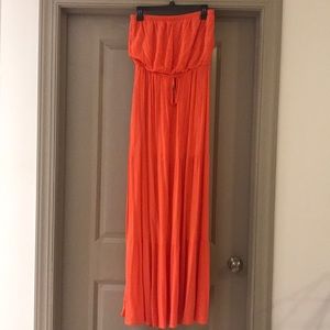 Orange Strapless Boho Dress
